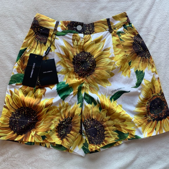 Dolce & Gabbana Pants - Dolce & Gabbana Sunflower Print Shorts